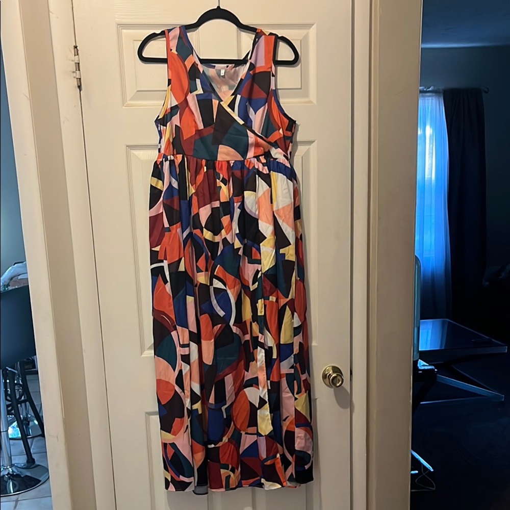 Amazon Red Pink Sleeveless V-Neck Sundress